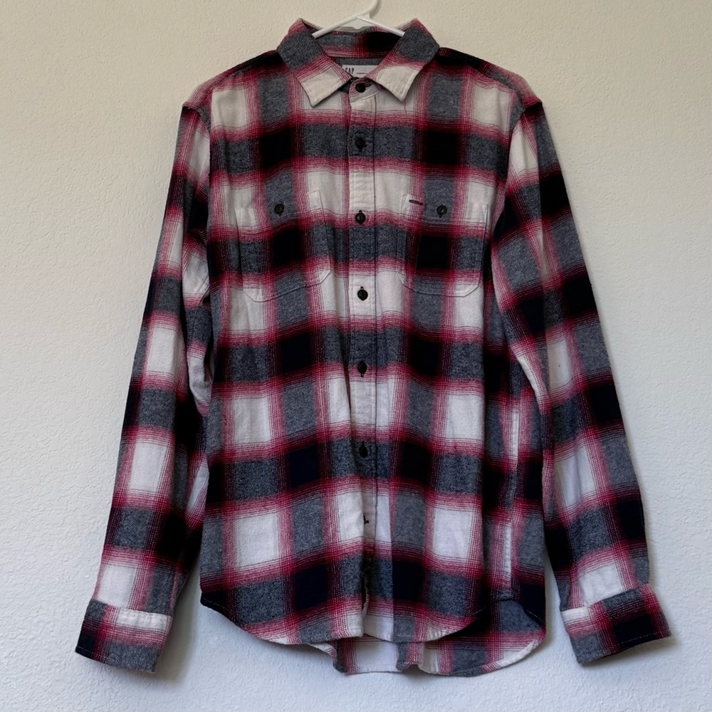 Gap Standard Fit Long Sleeve Button Front Flannel Shirt Men’s Medium - Plaid